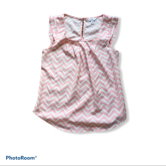 Pink and white chevron tank blouse - Picture 1 of 3